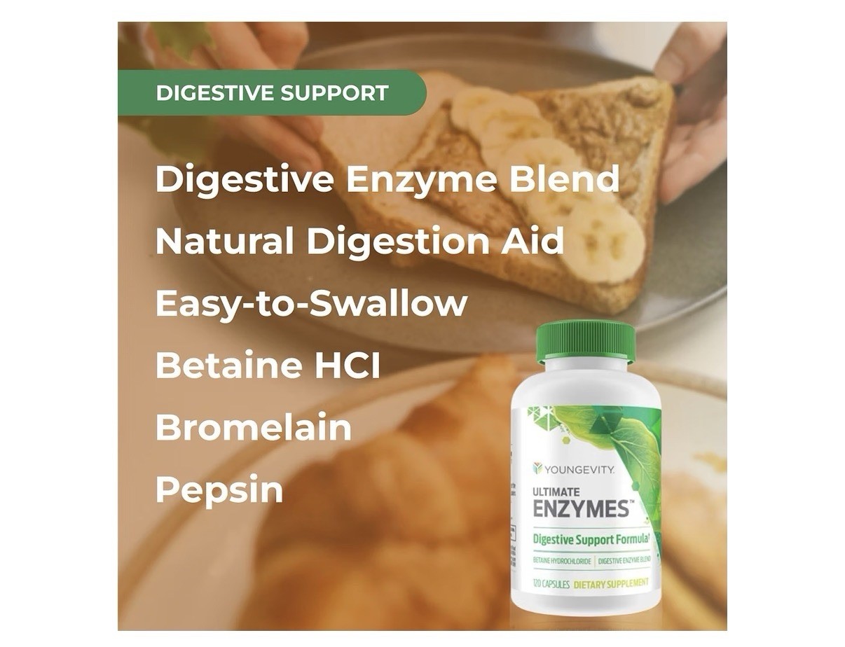 Youngevity Ultimate Enzymes Digestive Support Formula Gas Bloating Relief 120cap