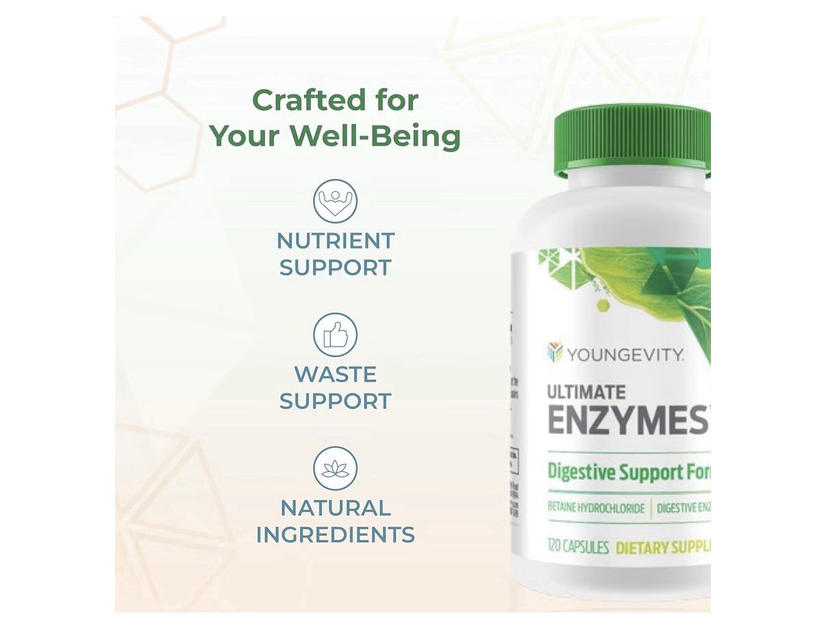 Youngevity Ultimate Enzymes Digestive Support Formula Gas Bloating Relief 120cap