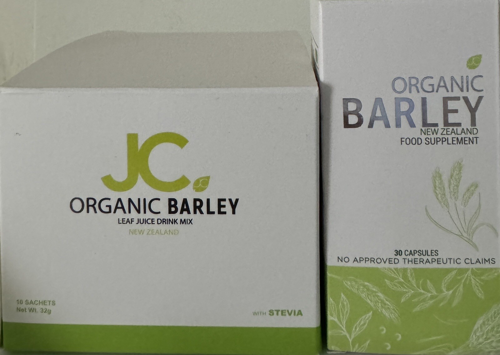 Bundled JC Organic barley Powder juice and JC Organic barley Capsules