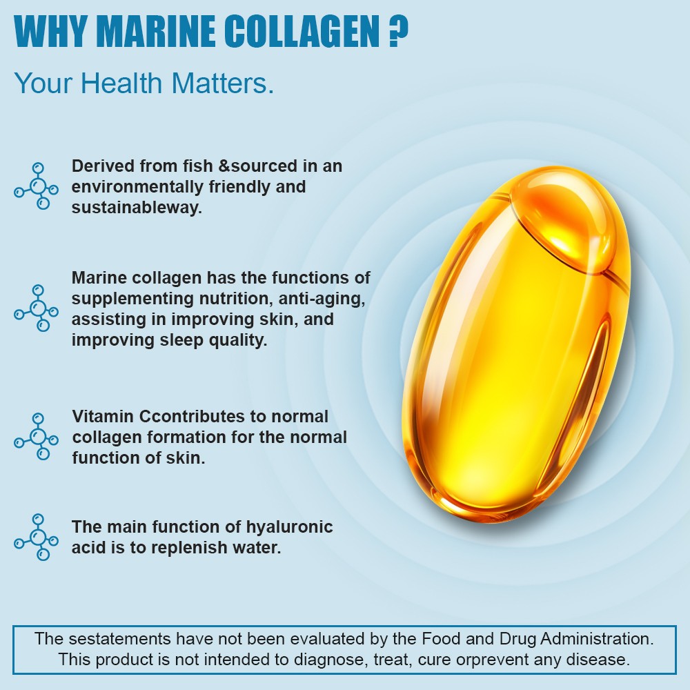 Premium Marine Collagen 1300mg Type I + Hyaluronic Acid + Vitamin C – Capsule