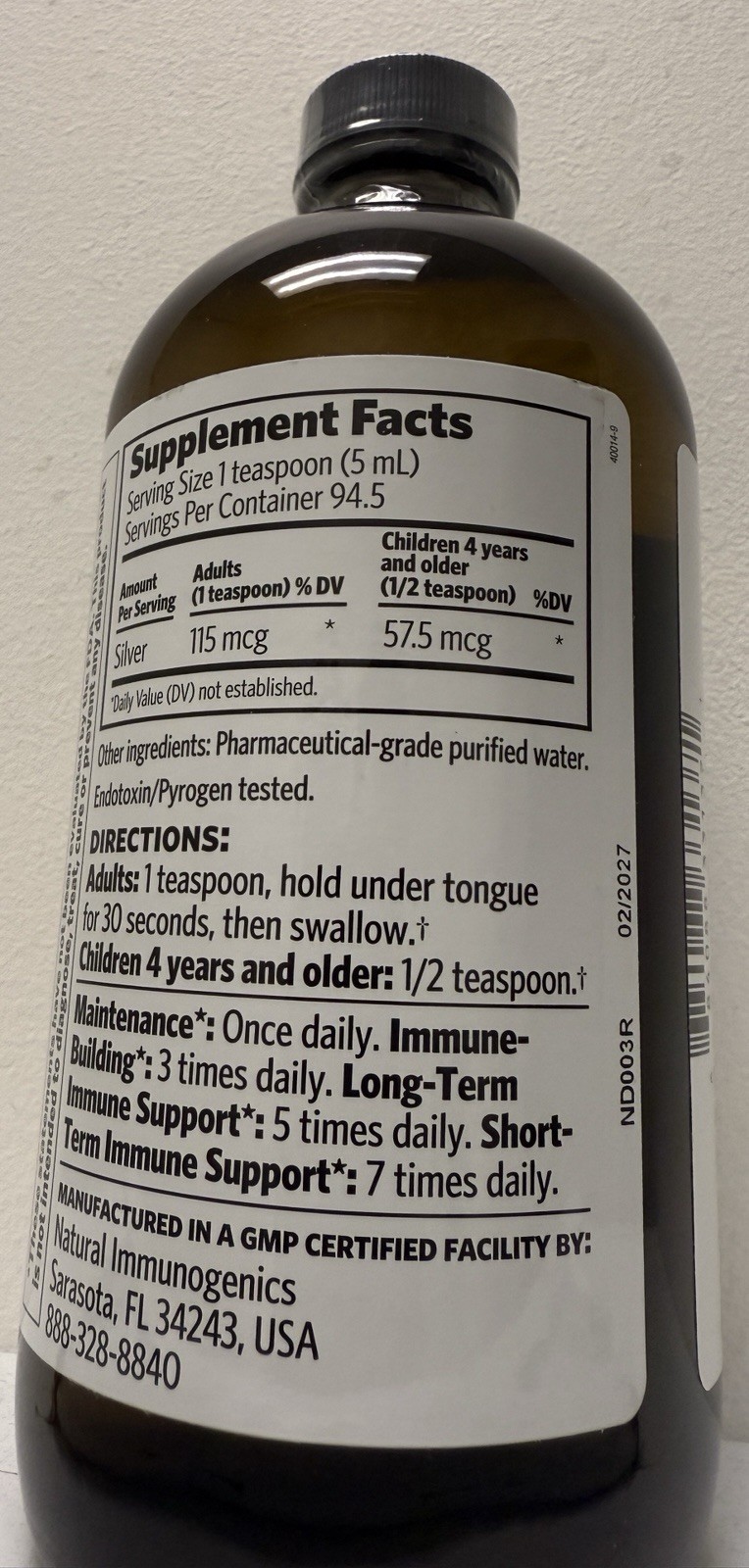 Allergy Research Group Argentyn 23 16 fl oz 473 ml Allergen-Free, Gluten-Free,