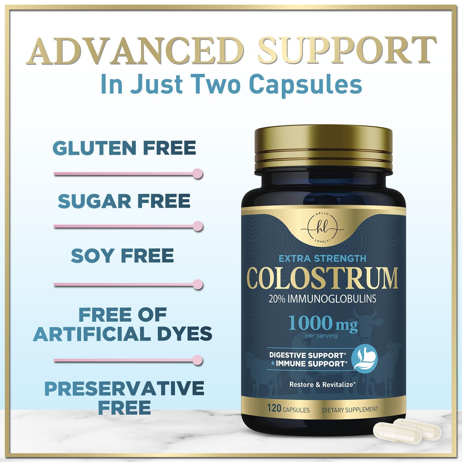 Colostrum Supplement 1000mg Per Serving – Max Strength 120 Count (Pack of 1)