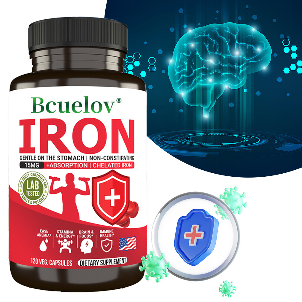 Iron 15mg Supplement – Chelated Gentler on Stomach Non Constipating