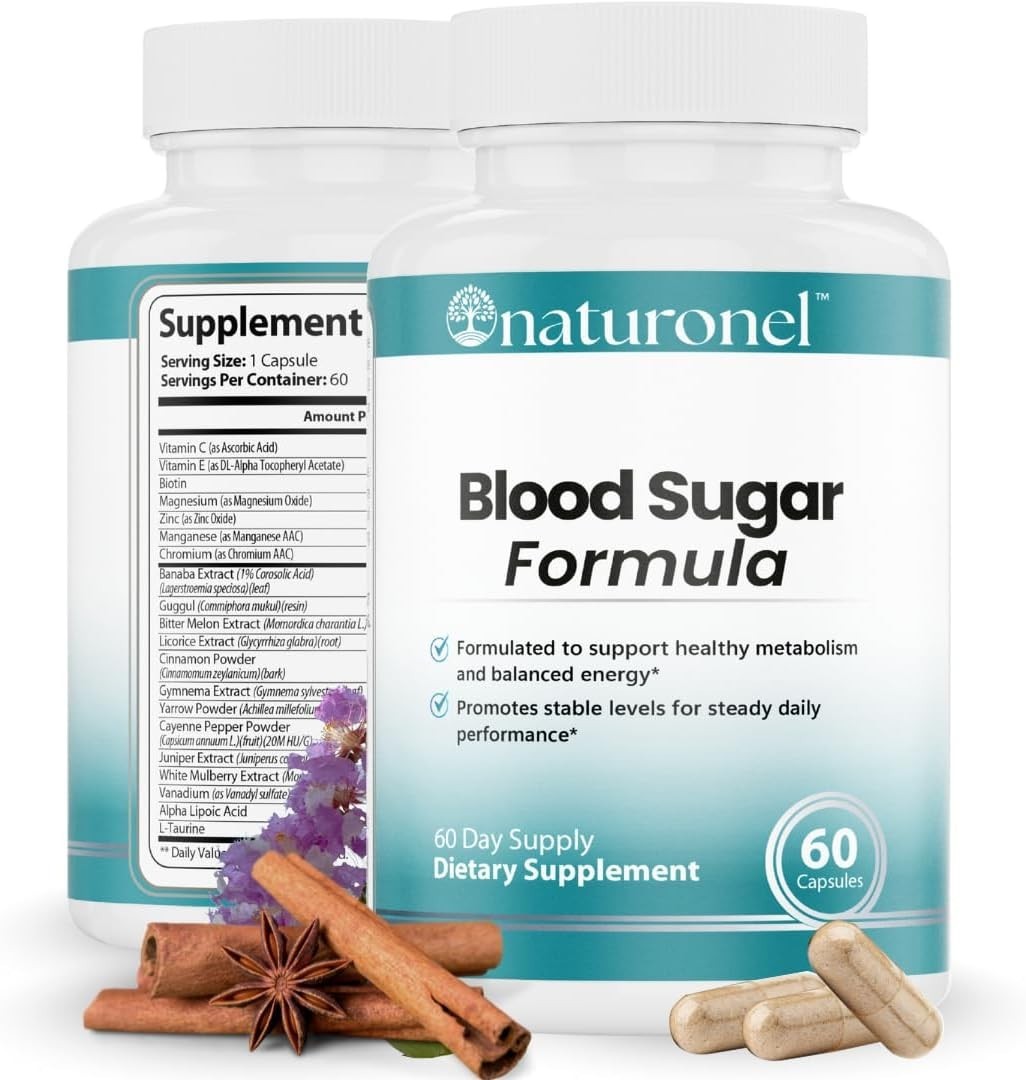 Naturonel Blood Sugar Formula, Healthy Metabolism, 60 Capsules, Made in USA