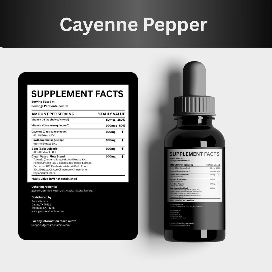 Organic Cayenne Pepper Extract w/ Hawthorn, Beet Root extract, Turmeric 4 fl oz.