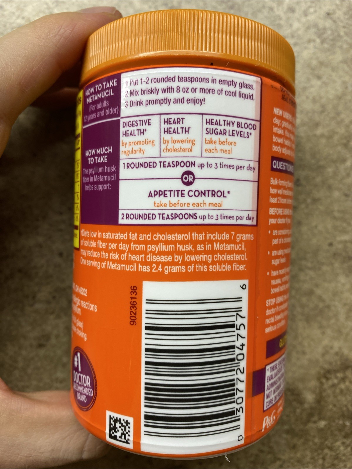 Meta Mucil Psyllium Fiber Supplement – Orange Flavor 6.2oz