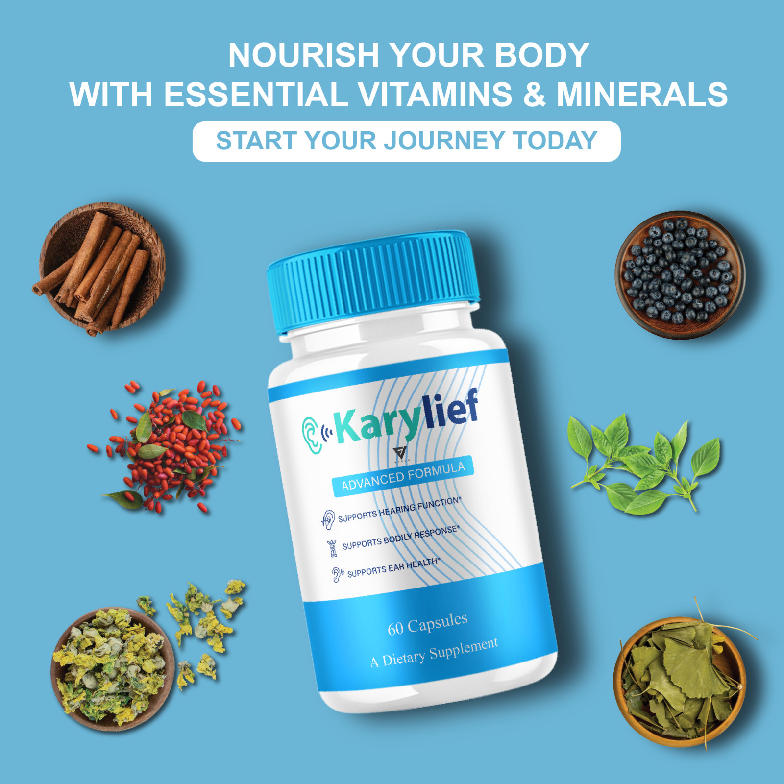 (3 Pack) Karylief Tinnitus Capsules, Kary lief Ear Health Support (180 Capsules)
