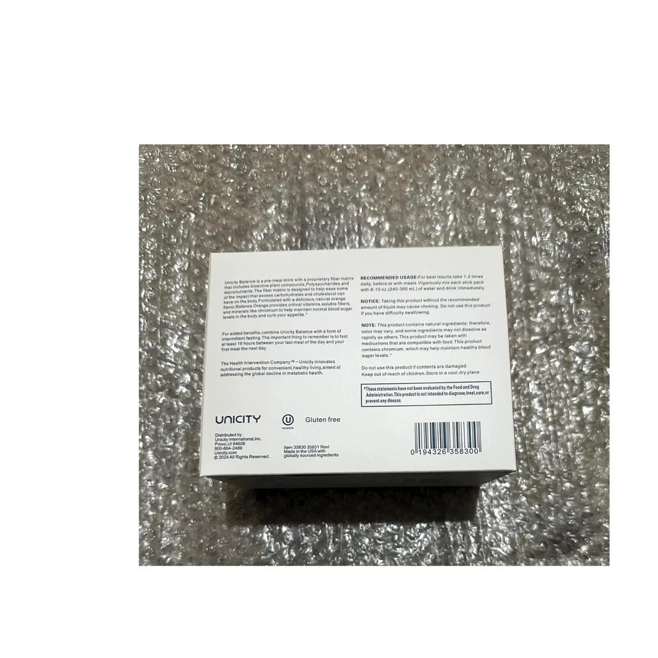 Unicity Balance Orange Fiber Drink Mix 30 Sticks Cholesterol Support