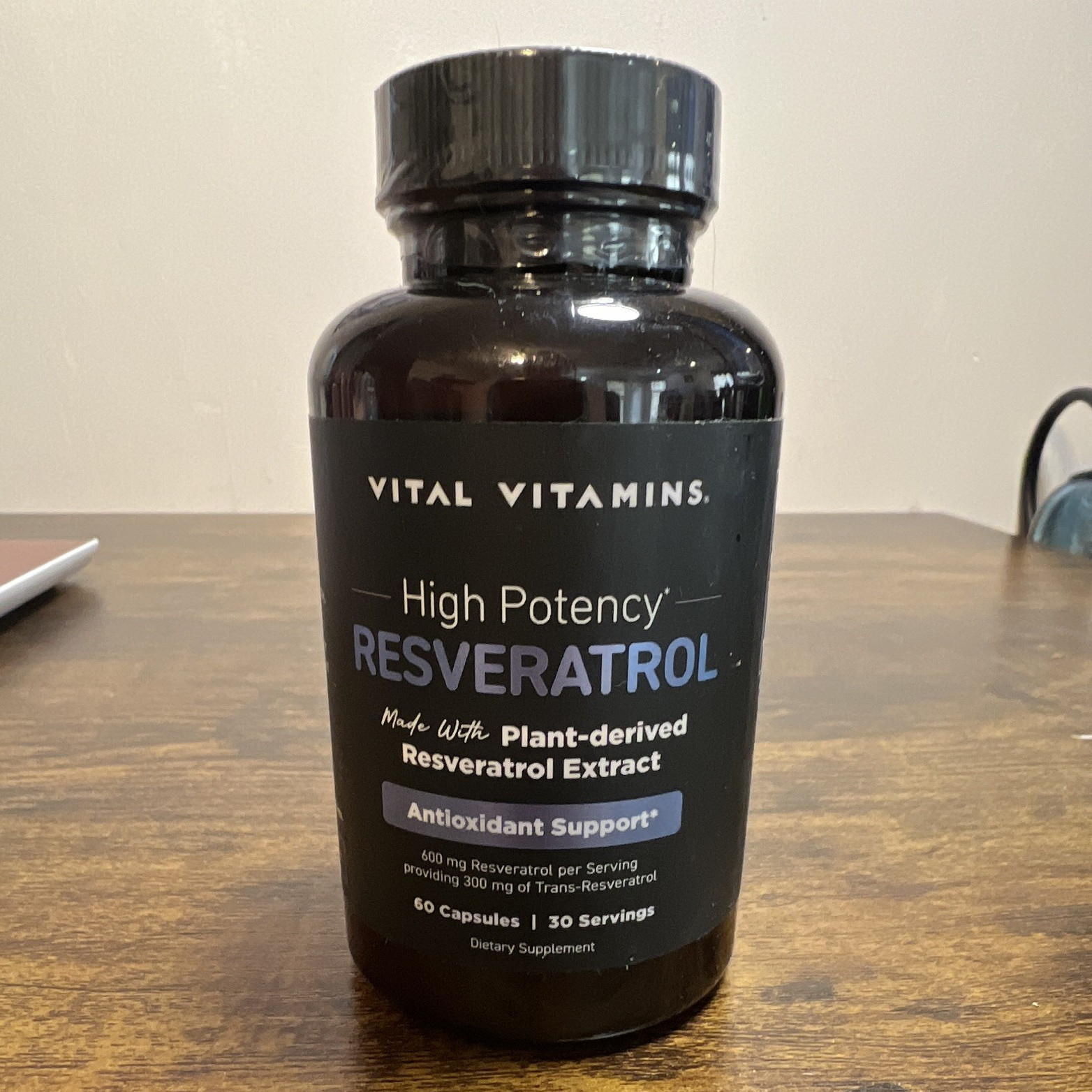 Vital Vitamins Resveratrol 600mg Plant-Derived 60 Capsules Exp 11/2027