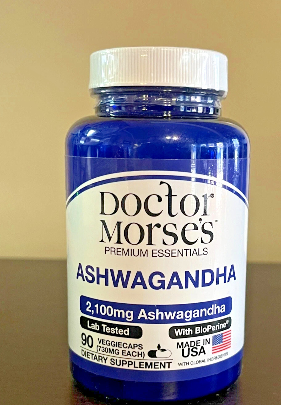 Ashwagandha 2205 mg Capsules Root Extract & Bioperine Black Pepper: Lab Tested