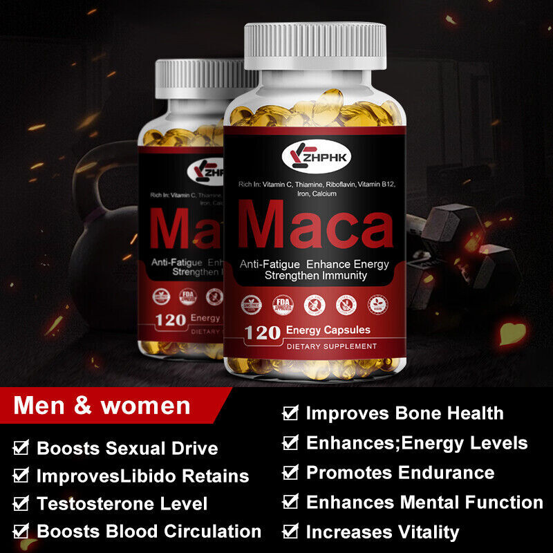 Organic Maca Root Capsules | 120 Pills | Peruvian Maca Extract for Men&Women