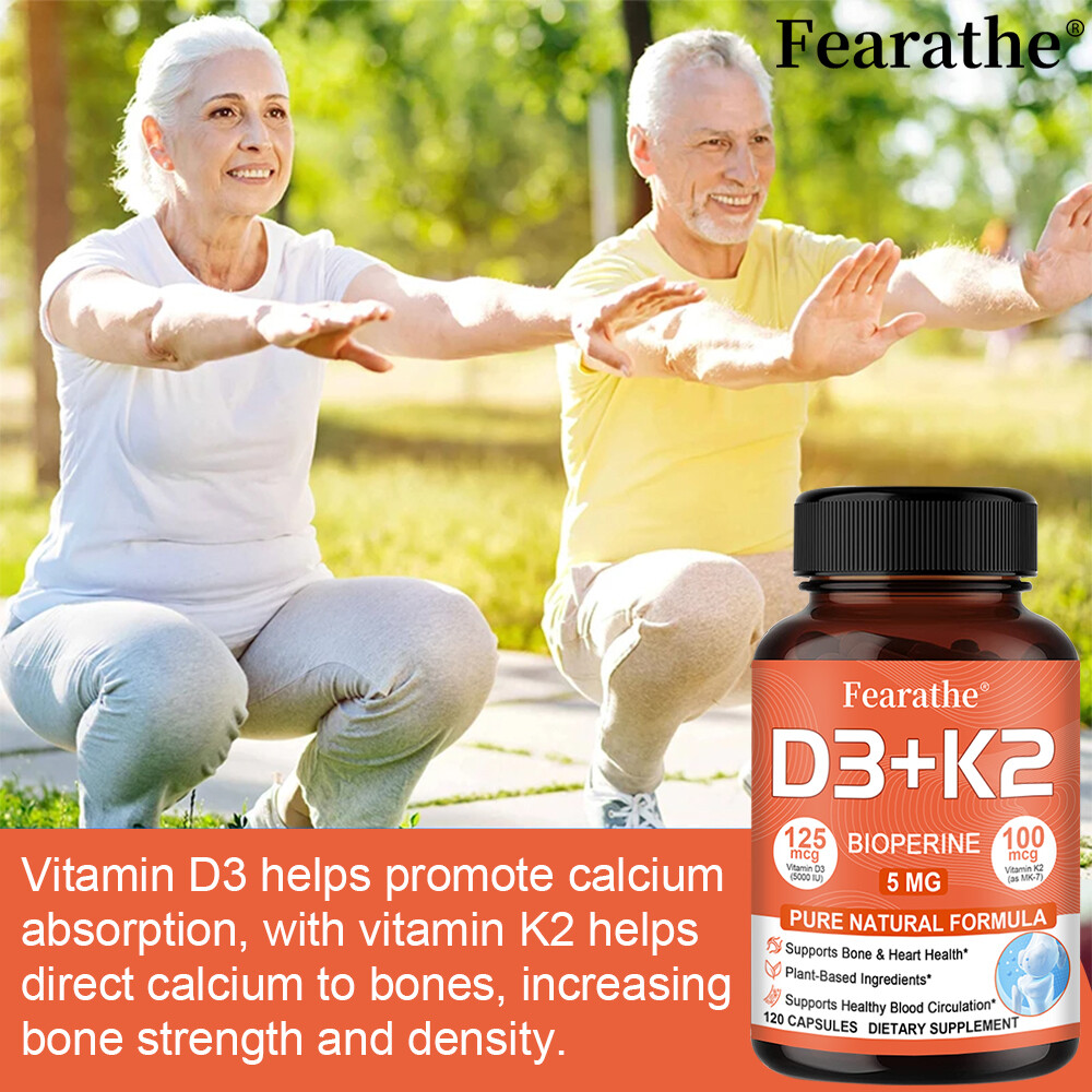 Vitamin D3 5000 IU Vitamin K2 (Menaquinone-7) 100 Mcg Vitamin D K Capsules Heart