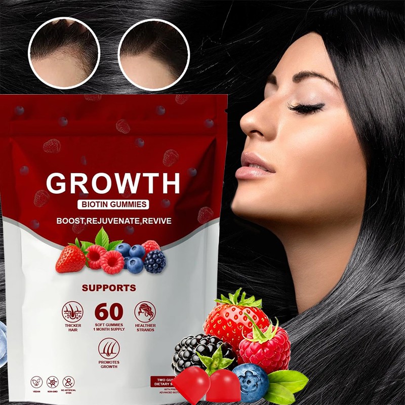 Hair Growth Gummies – Biotin Vitamins Plant Extracts, Supports Health