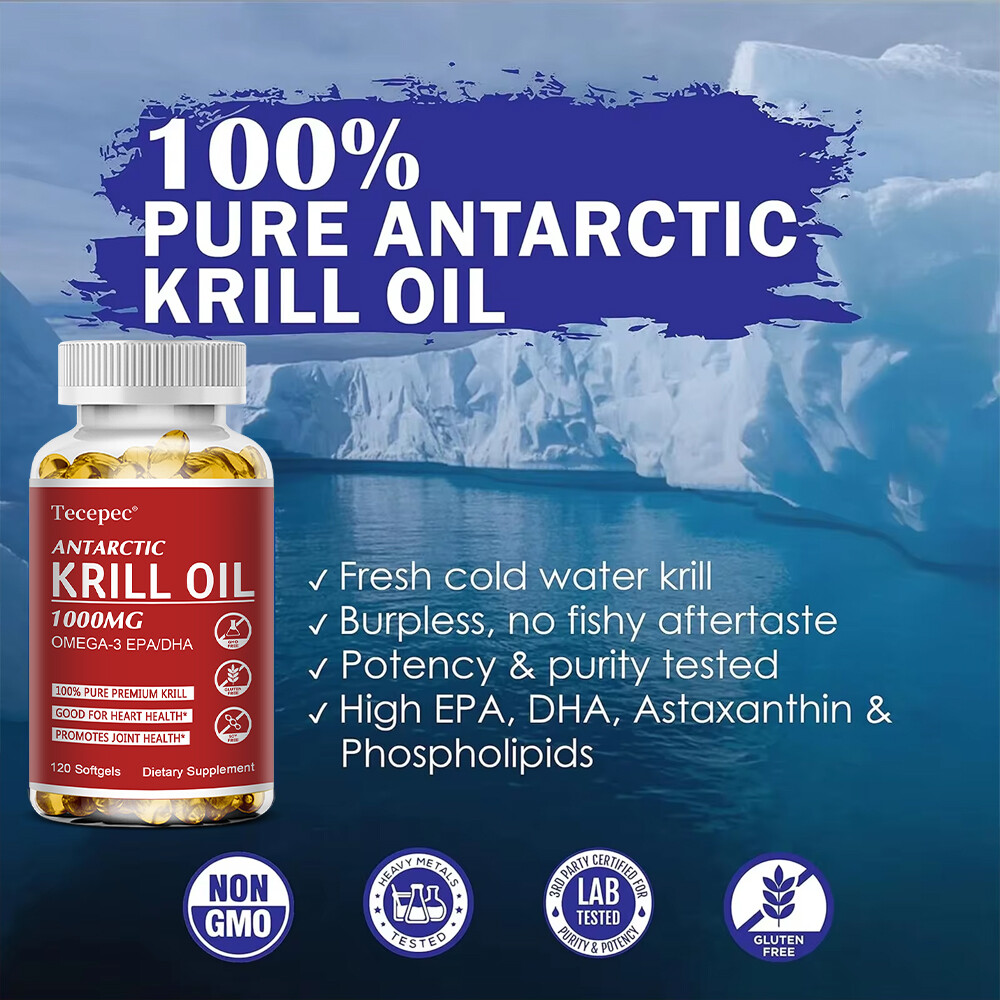 Antarctic Krill Oil 1000mg with Omega-3s EPA, DHA & Astaxanthin Premium Softgels