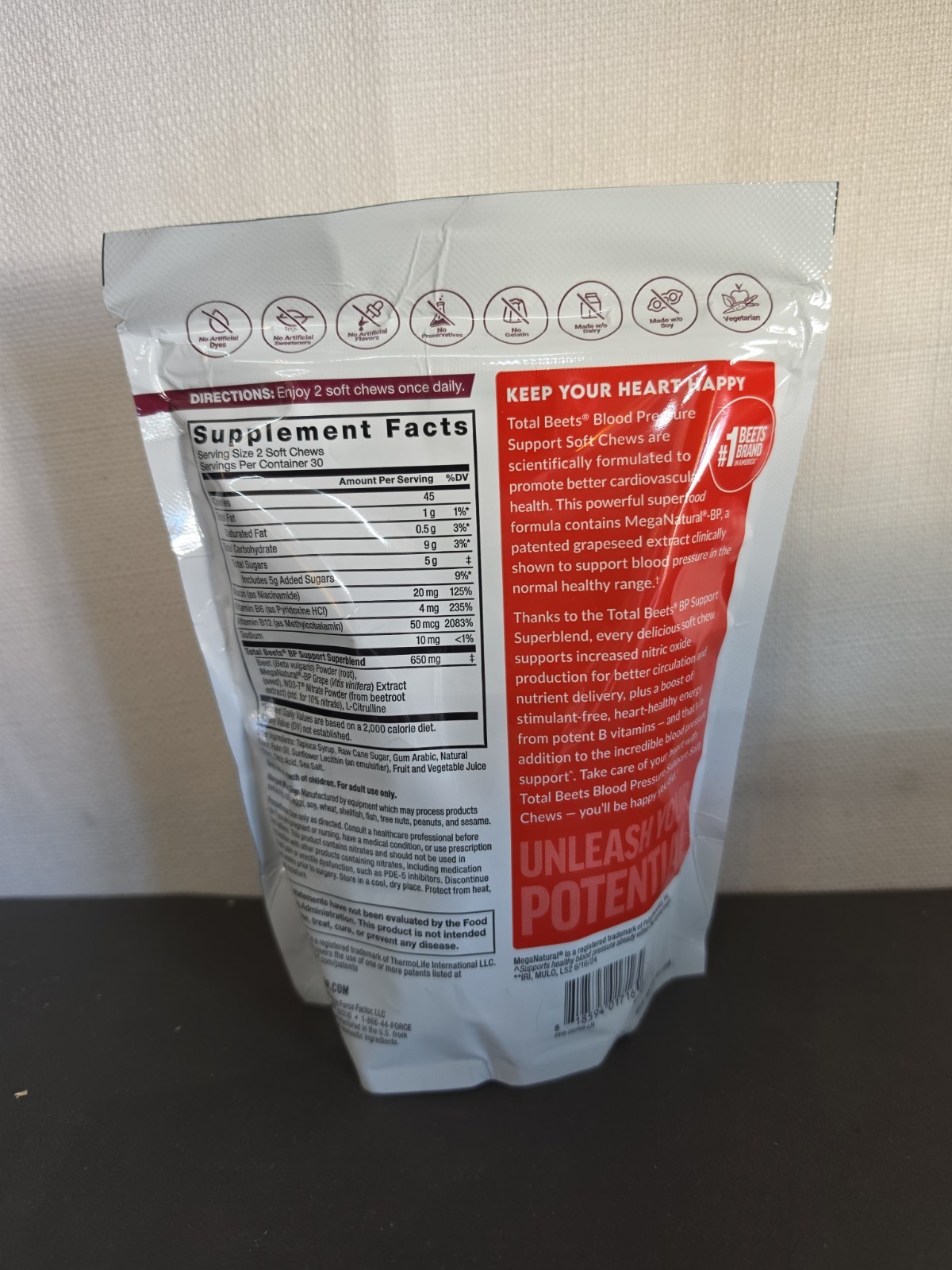 Force Factor Total Beets Chews, Acai Berry Flavor, 60 Chews Exp 01/2028