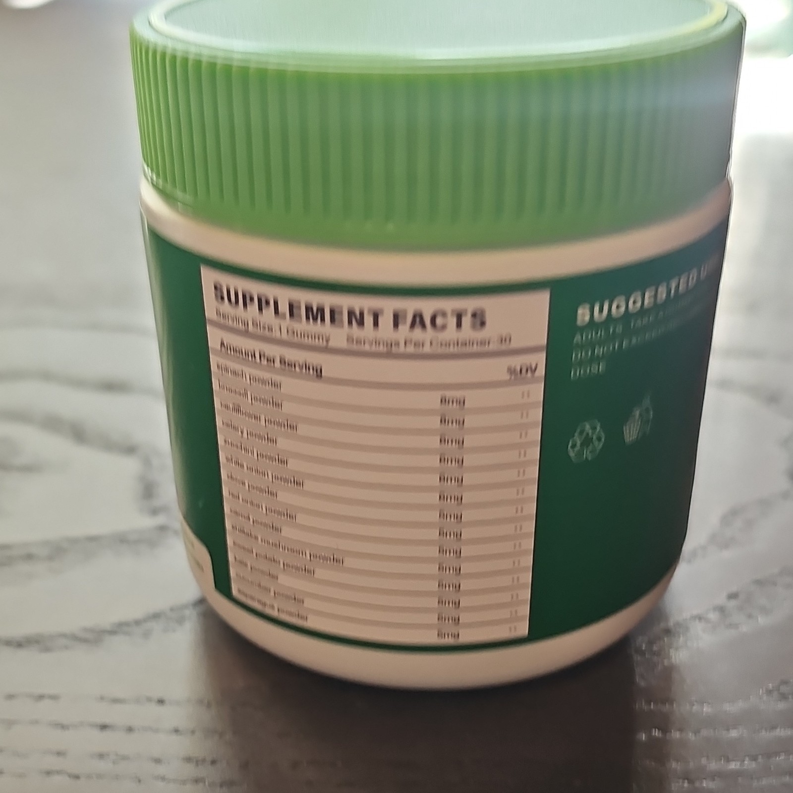 Teelne Fiber Gummies Digestive Support Vegetable Flavor 30 Spinach Carrot Kale
