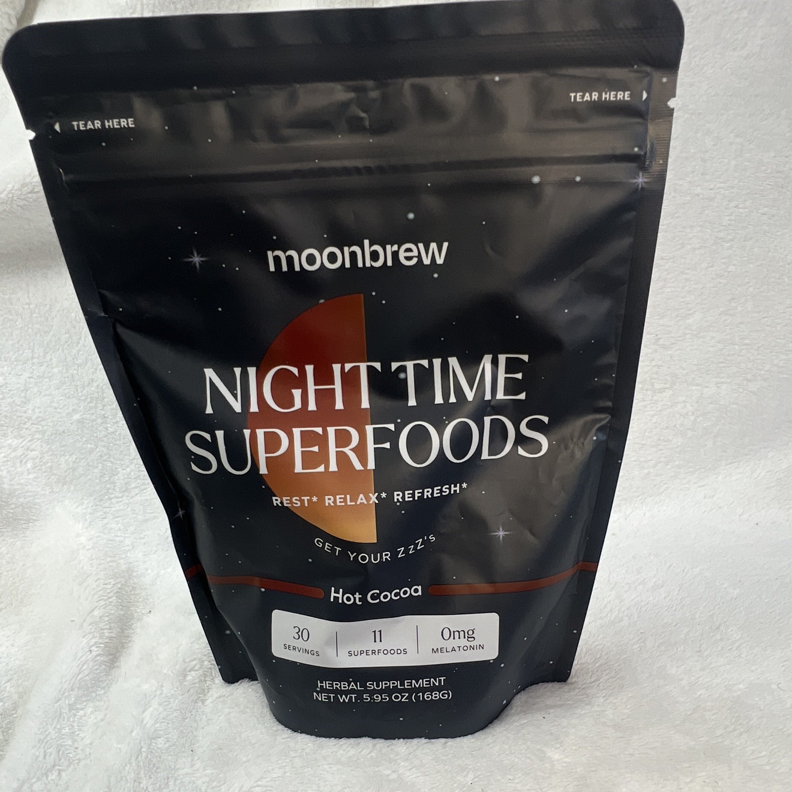 moonbrew Nighttime Sleep Support Hot Cocoa Powder Sugar-Free Vegan 5.95 oz