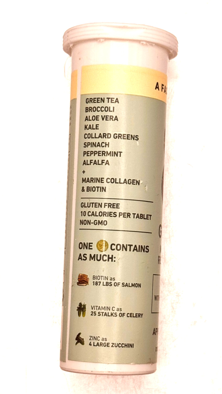 NIB 8 Greens Skin Supplement, Apple Tea Flavor, 10 Tablets