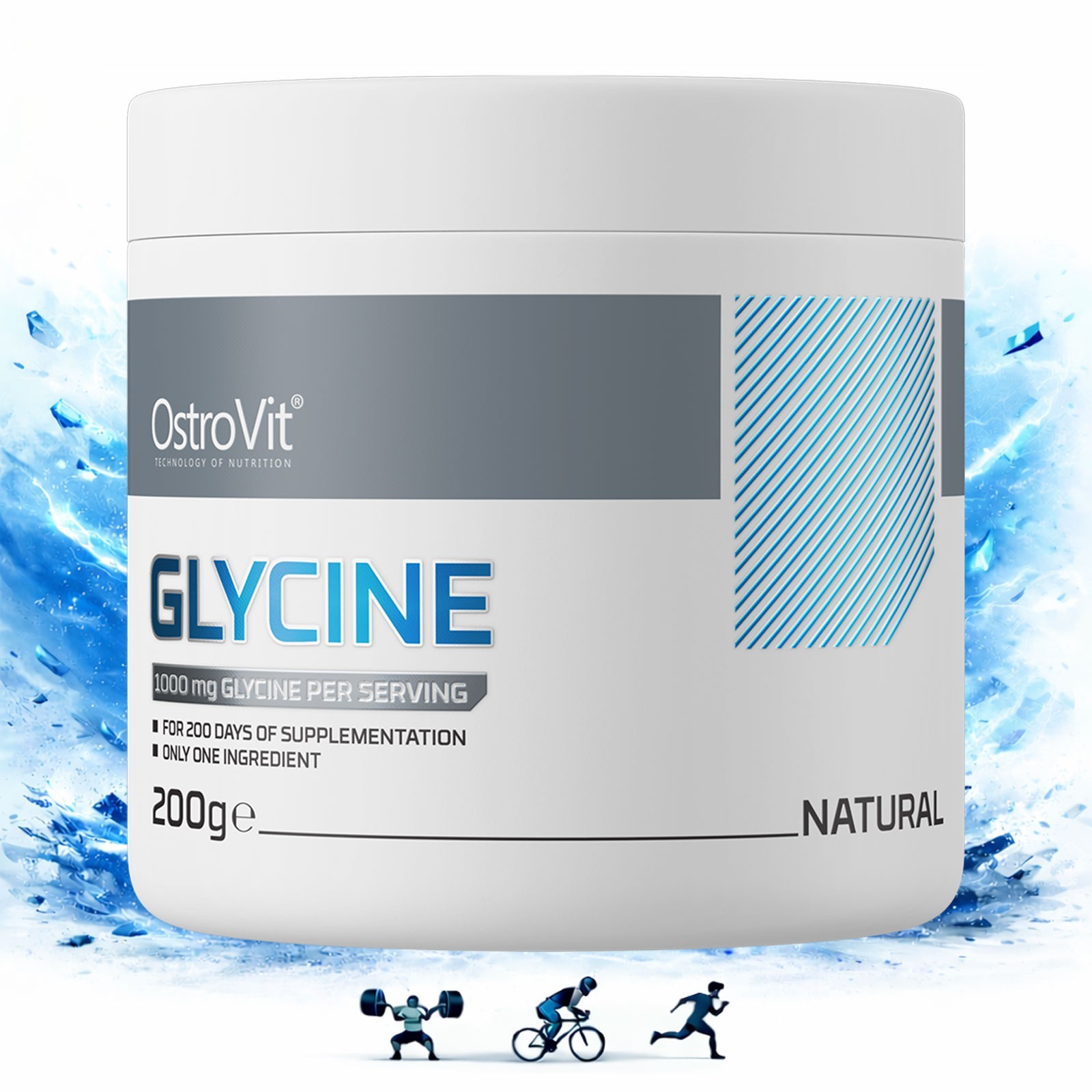OSTROVIT GLYCINE 200g PURE POWDER DAILY AMINO ACID SUPPORT FOR RECOVERY & SLEEP