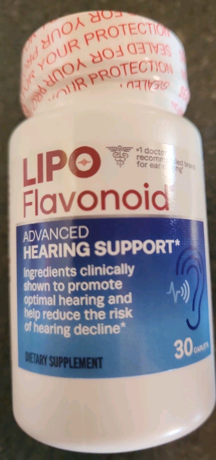 Lipo-Flavonoid Advanced Hearing Support 30 Caplets Ear Health Exp 12/2026
