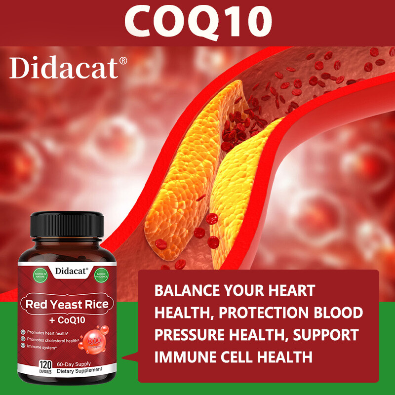 Red Yeast Rice+CoQ10 Capsules Promotes Heart,cardiovascular & Cholesterol Health
