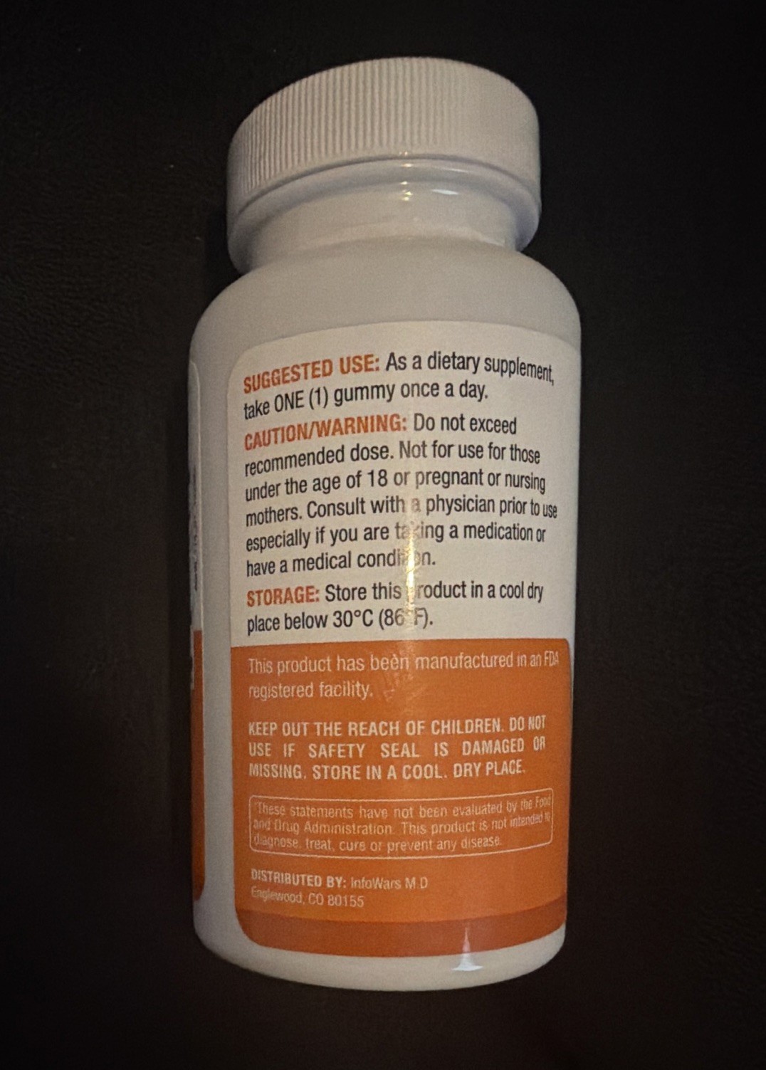 Infowars M.D. Ashwagandha Gummies 750mg Dietary Supplement Cherry 90 ct