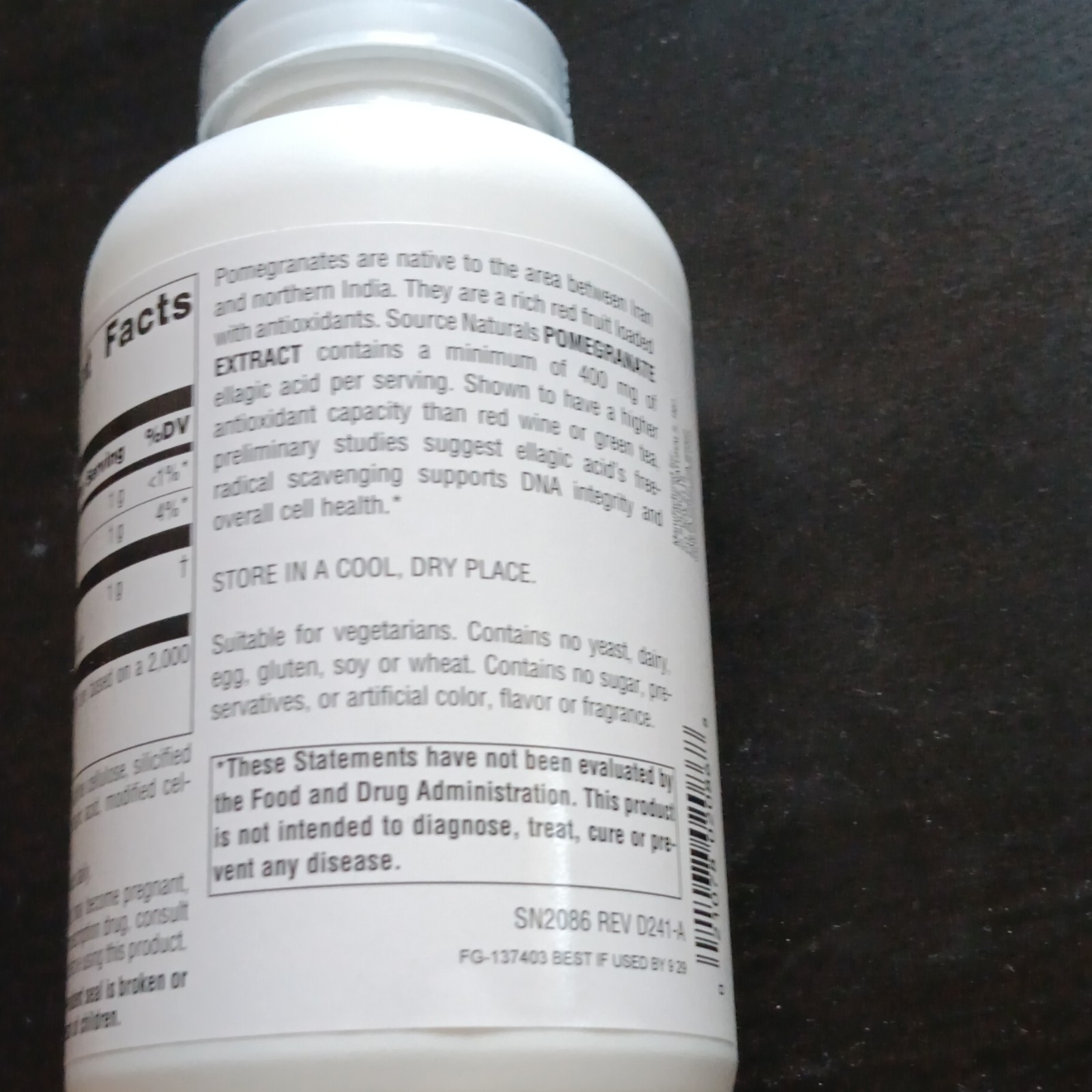 Source Naturals Pomegranate Extract 500mg 240 Tablets Vegetarian Gluten Free