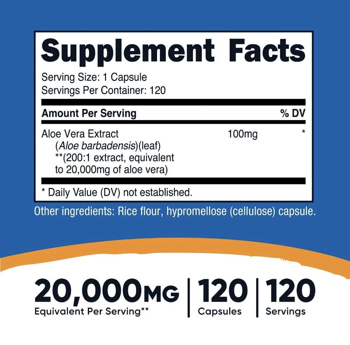 Nutricost Aloe Vera 100mg 120 Capsules – Gluten Free, Non-GMO & Vegetarian