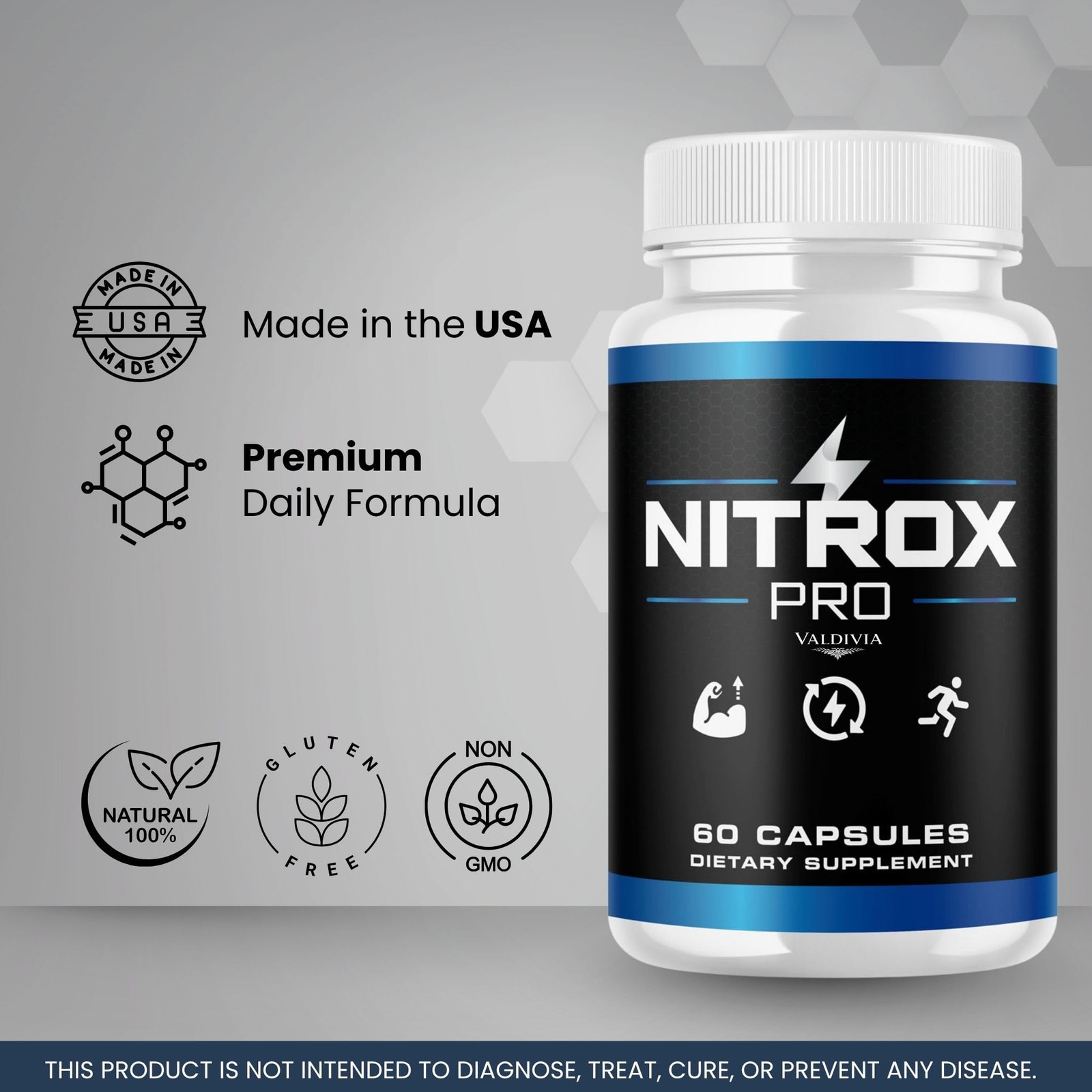 NitroxPro Nitric Oxide Blood Flow Support Supplement Capsules 5 Pack 300Ct