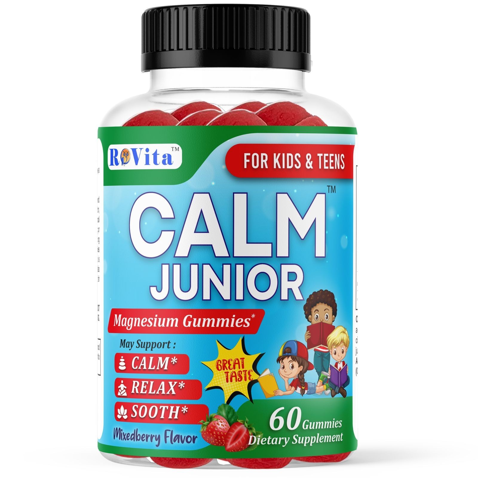 RoVita Calm Jr. Magnesium Gummies for Kids and Teen: Stress Relief & Focus 60G