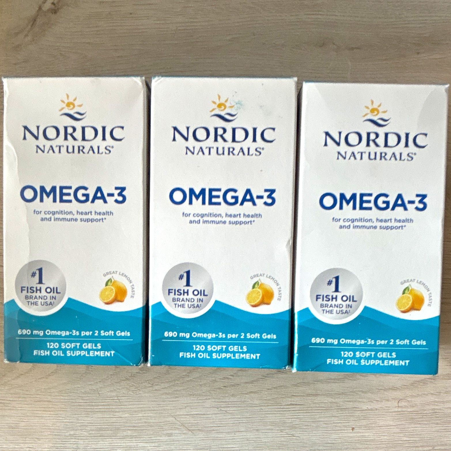 3 Pack Nordic Naturals Omega-3 Fish Oil Lemon 360 Softgels Each Exp 02/27