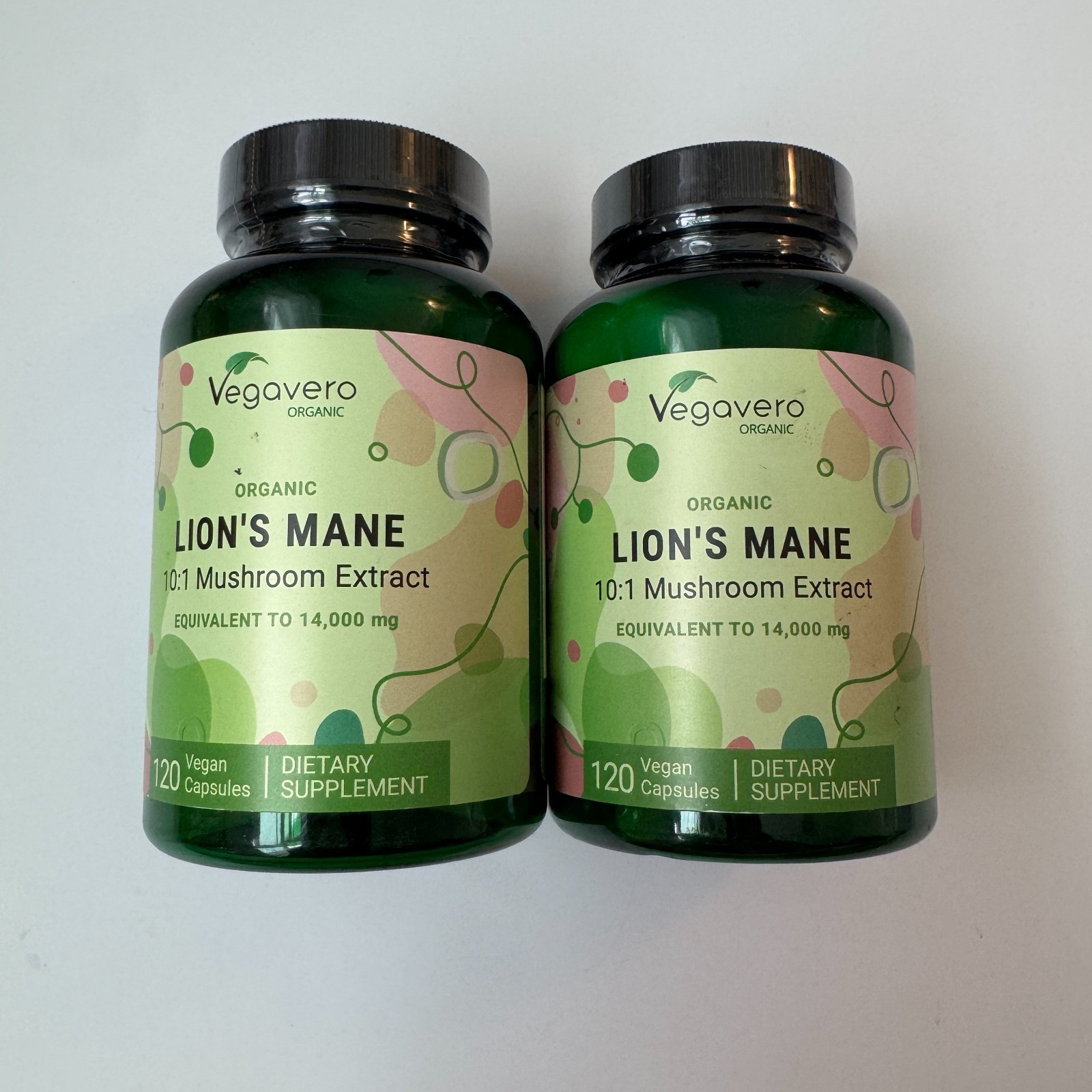 2x Vegavero Lion’s Mane Mushroom Extract 120 Caps Organic 10:1 Vegan Exp 2028