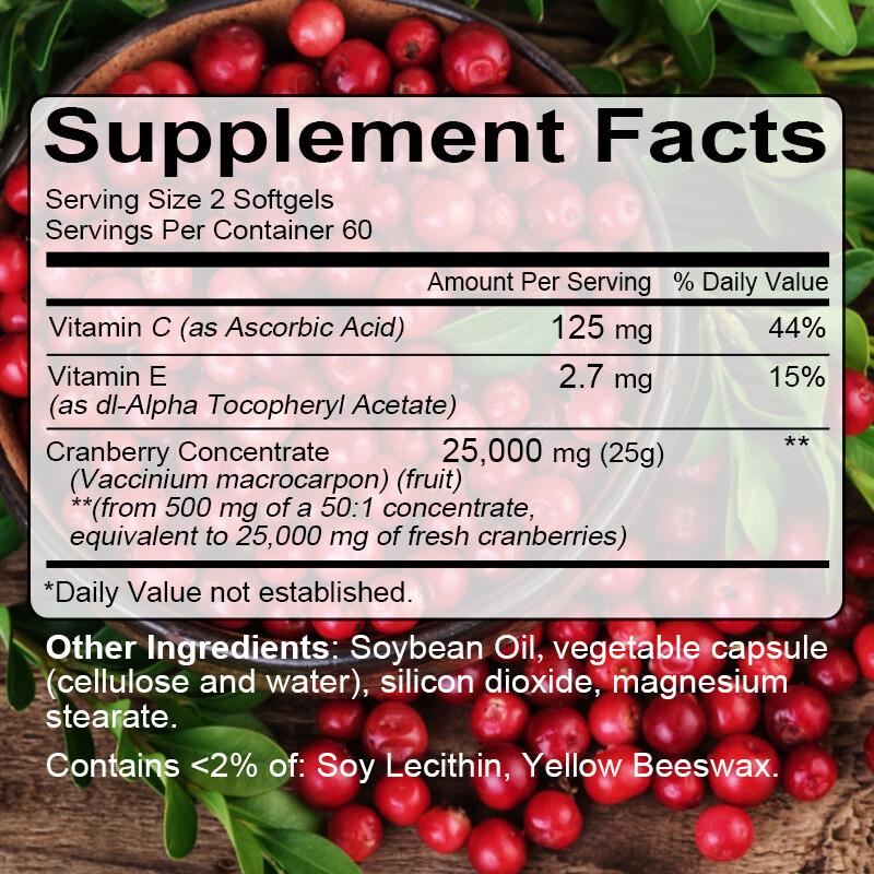 Cranberry Extract 2,5000 Mg Strength 120Veggie Capsules 50:1 Extract Concentrate