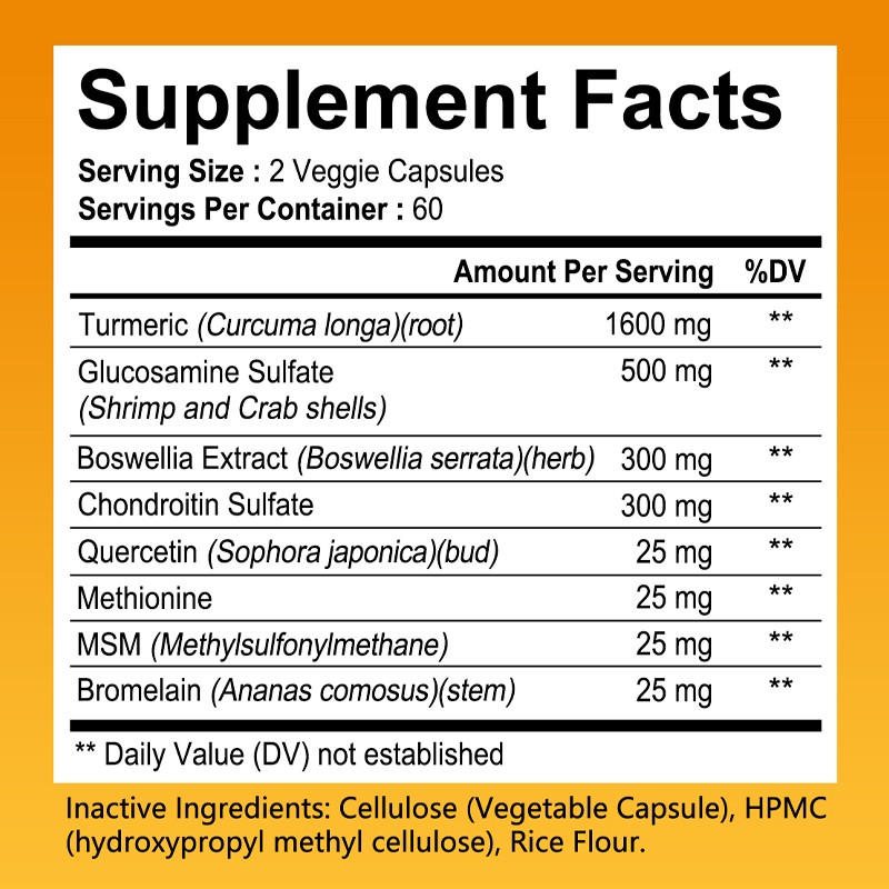 Turmeric With Ginger, Joint Health Digestion Support Gmo-Free 30/60/120 Capsules