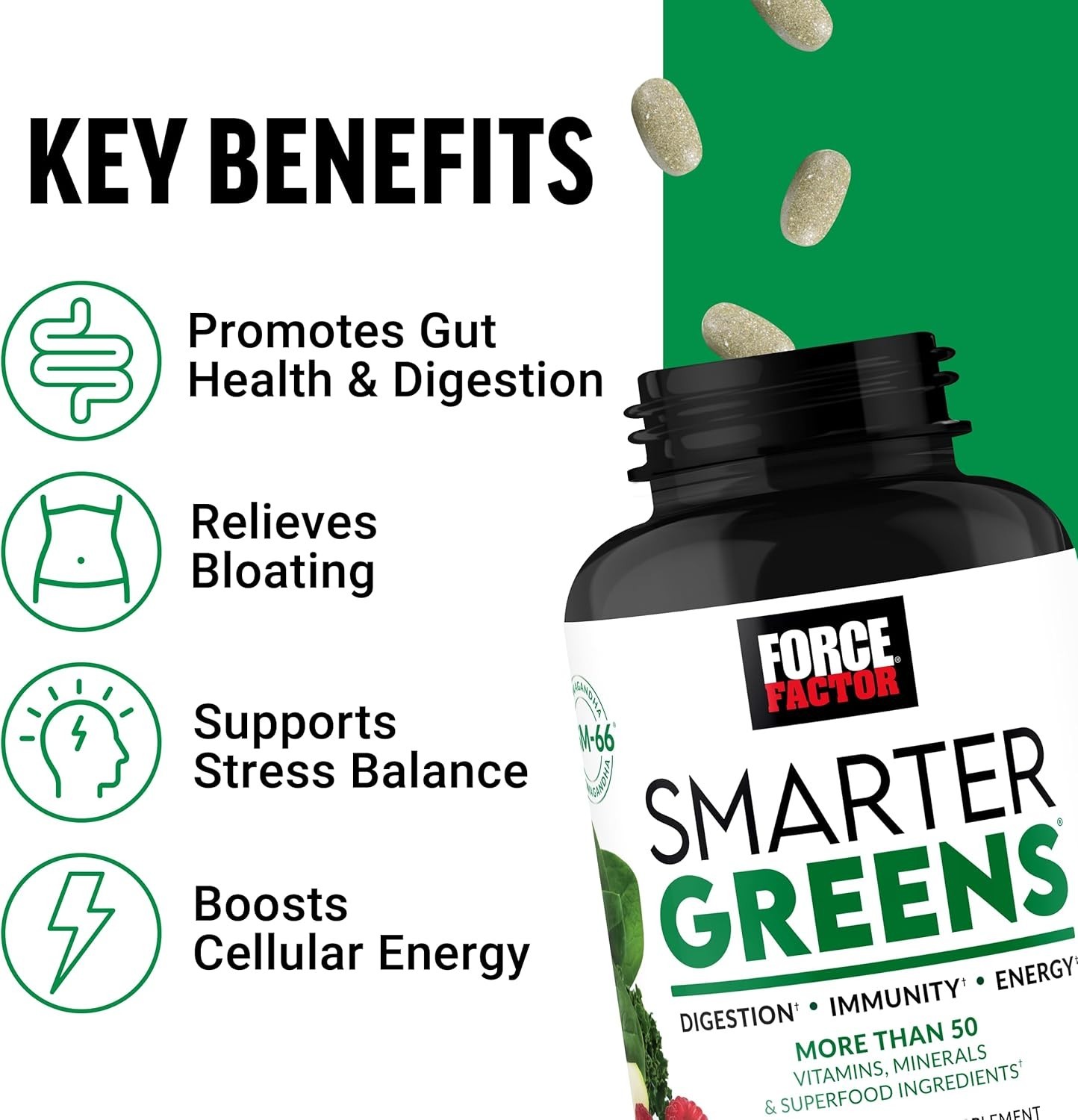 Force Factor Smarter Greens Superfoods Tablets with Antioxidants and Probiotics