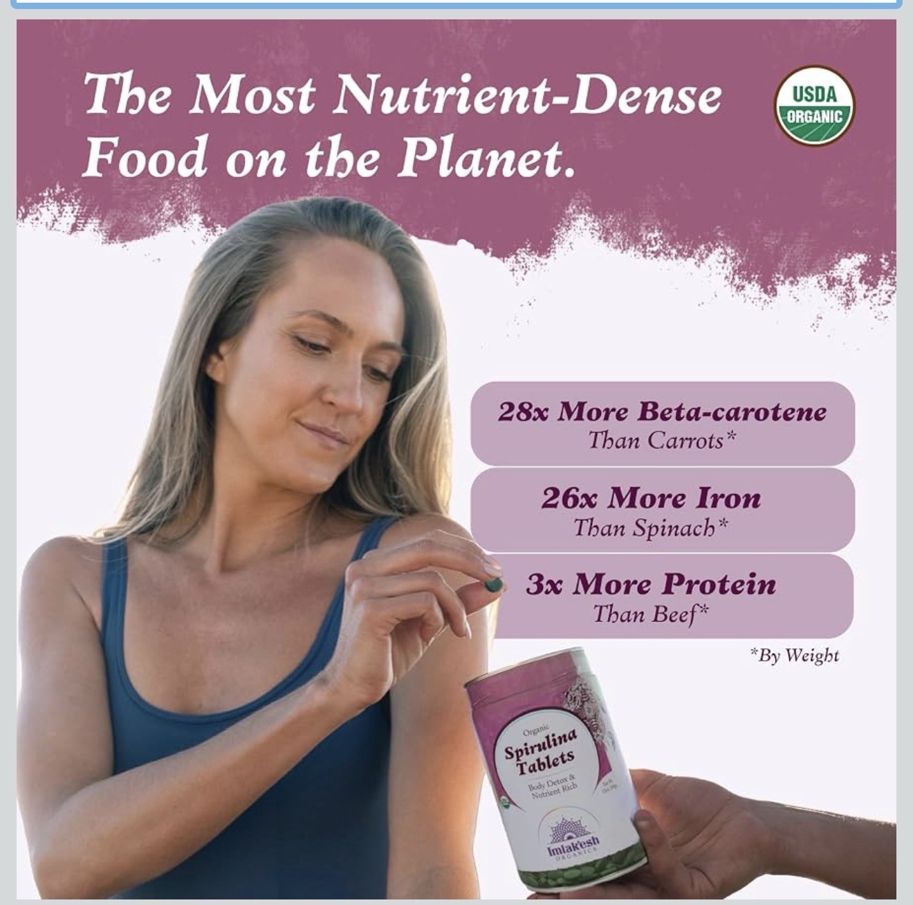 Imlak’esh Organics Organic Spirulina Tablets 340g 60ct Detox Vegan USDA