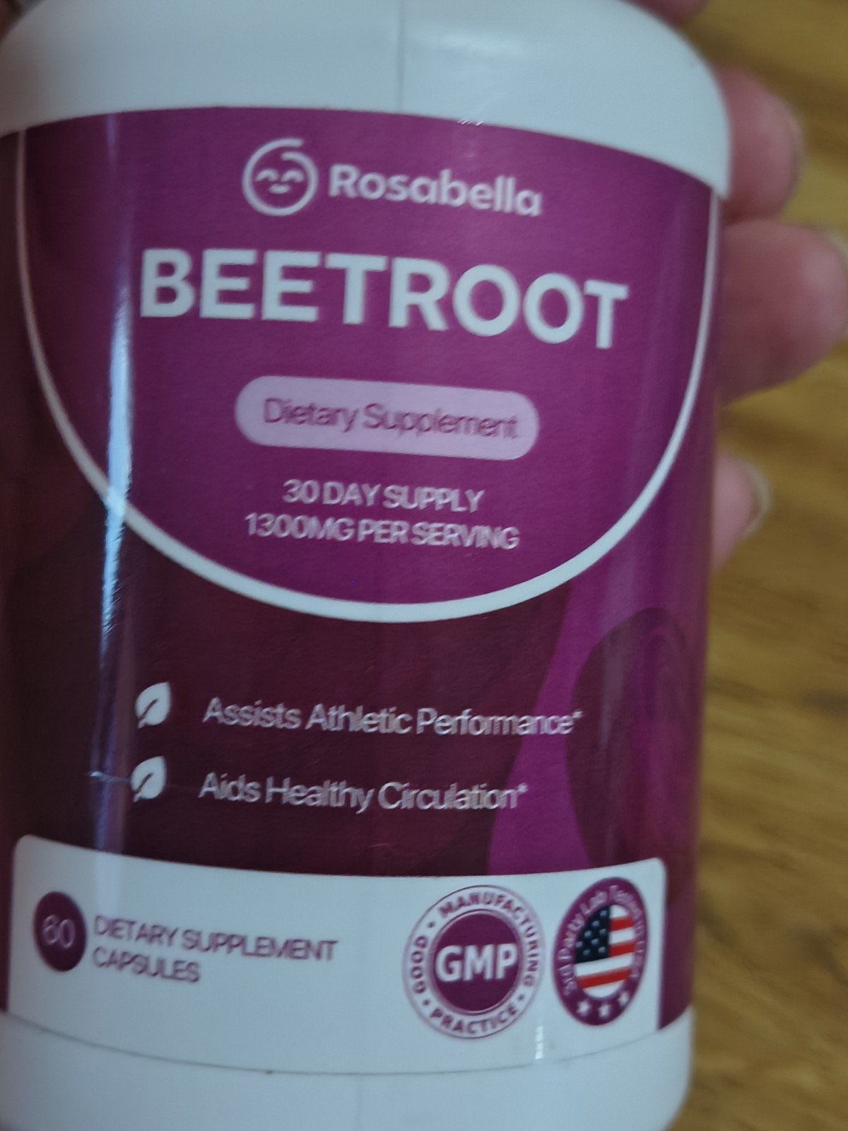 Rosabella Organic Beetroot 1300mg Capsules 60 Count for Athletic Performance