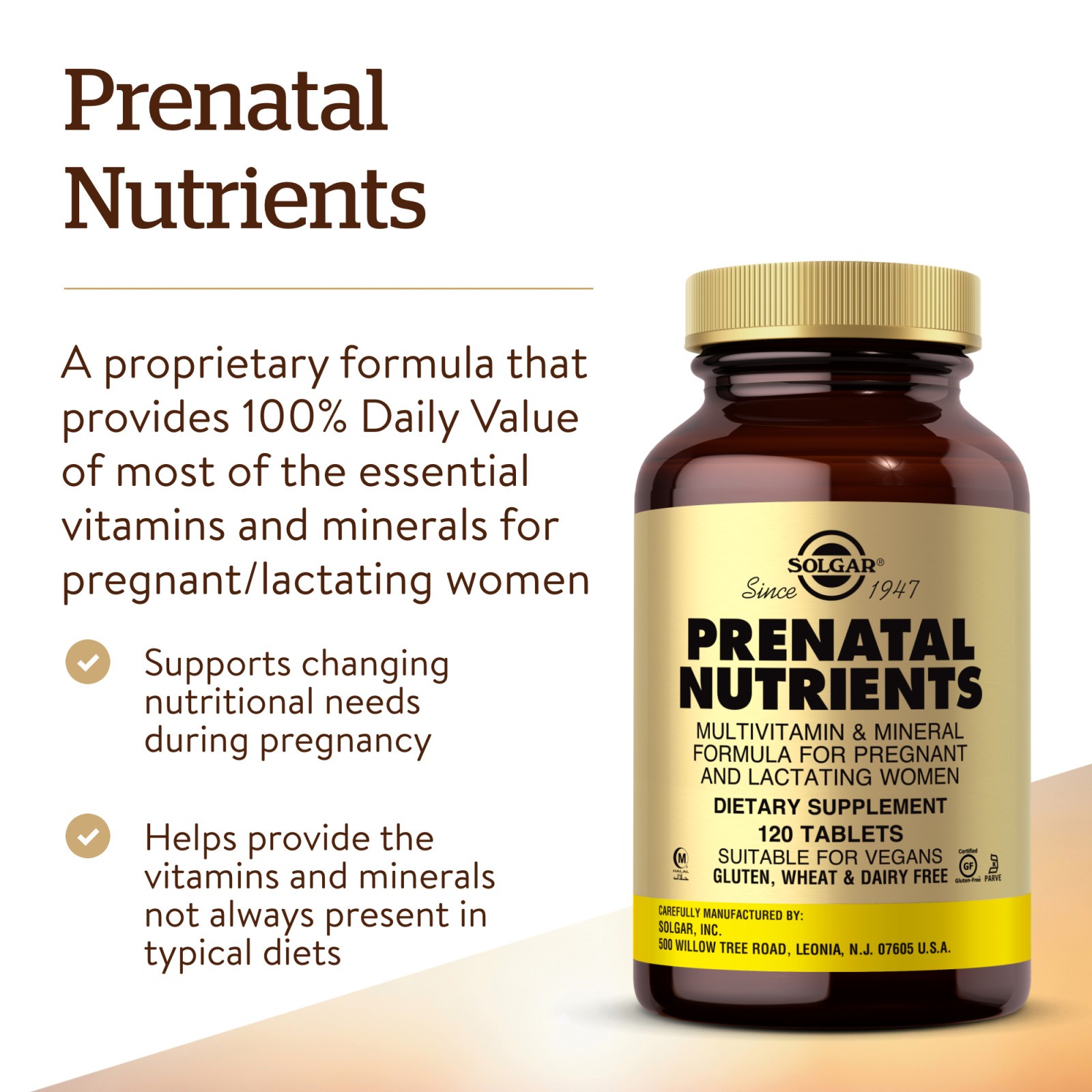 Solgar Prenatal Nutrients 120 Tablets, For Pregnant and Lactating women