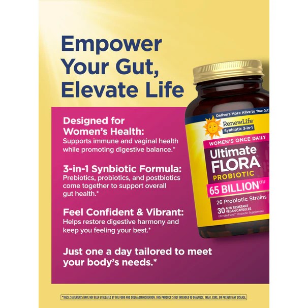 RENEWLIFE – Ultimate Flora Women’s Once Daily Probiotic 65 Billion – 30 Caps