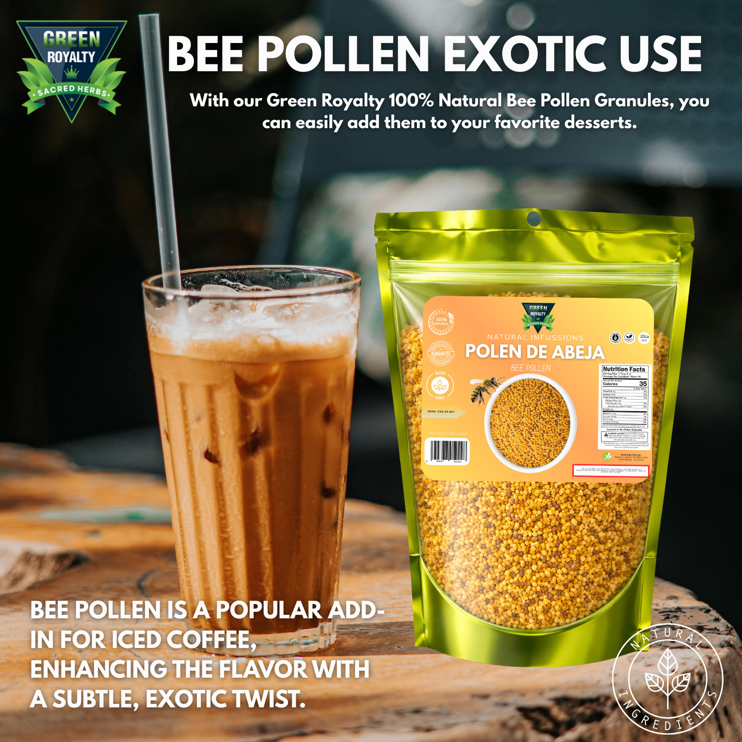 GREEN ROYALTY BEE POLLEN GRANULES 10OZ (POLEN DE ABEJA)ALL PURPOSE