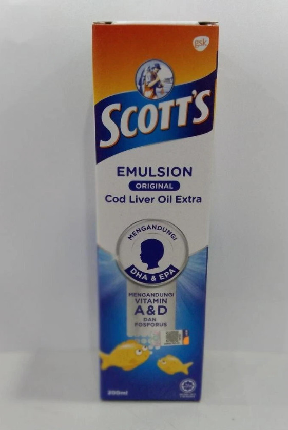 1 X 200ml SCOTT’S Emulsion Original Cod Liver Oil Extra Original Flavor