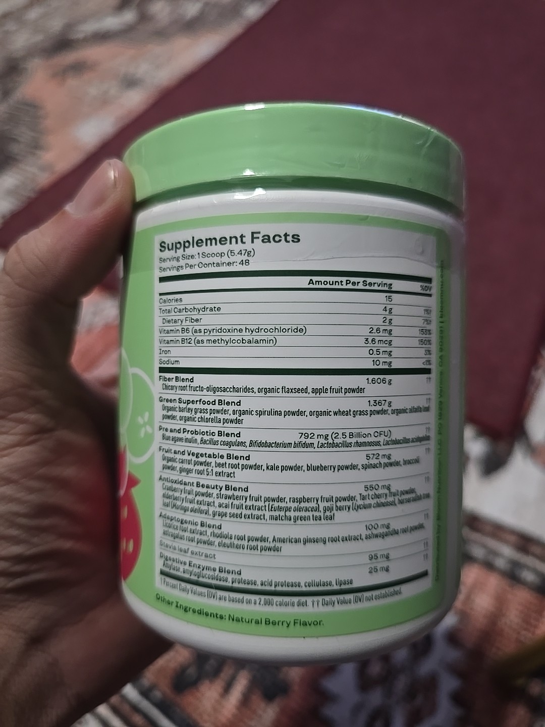 Bloom Greens & Superfoods Supplement Powder, Berry, 48 Servings Exp 03/26