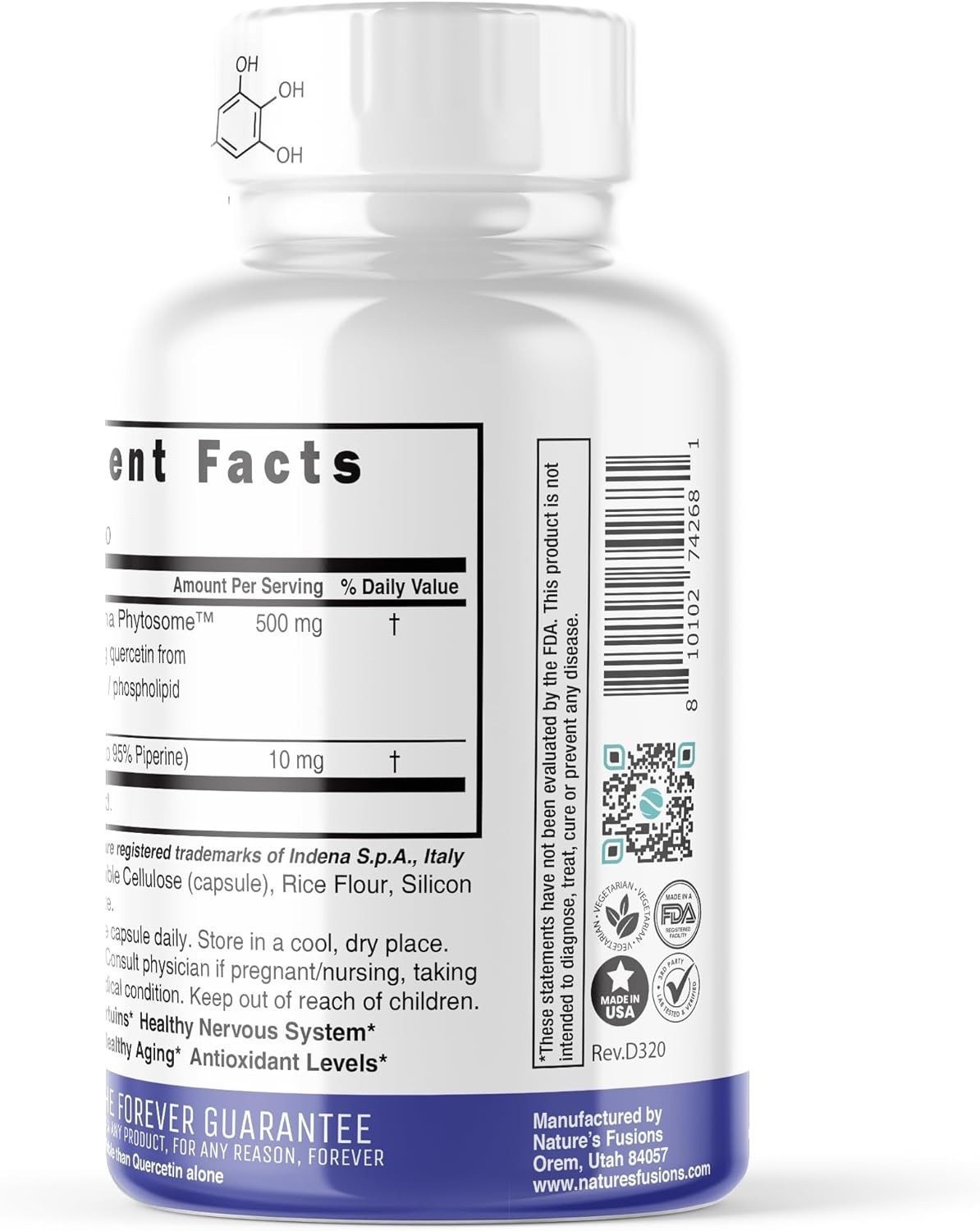 Nutri By Nature’s Fusions Quercetin Dietary Supplement 500 mg 60 Caps Exp. 07/26