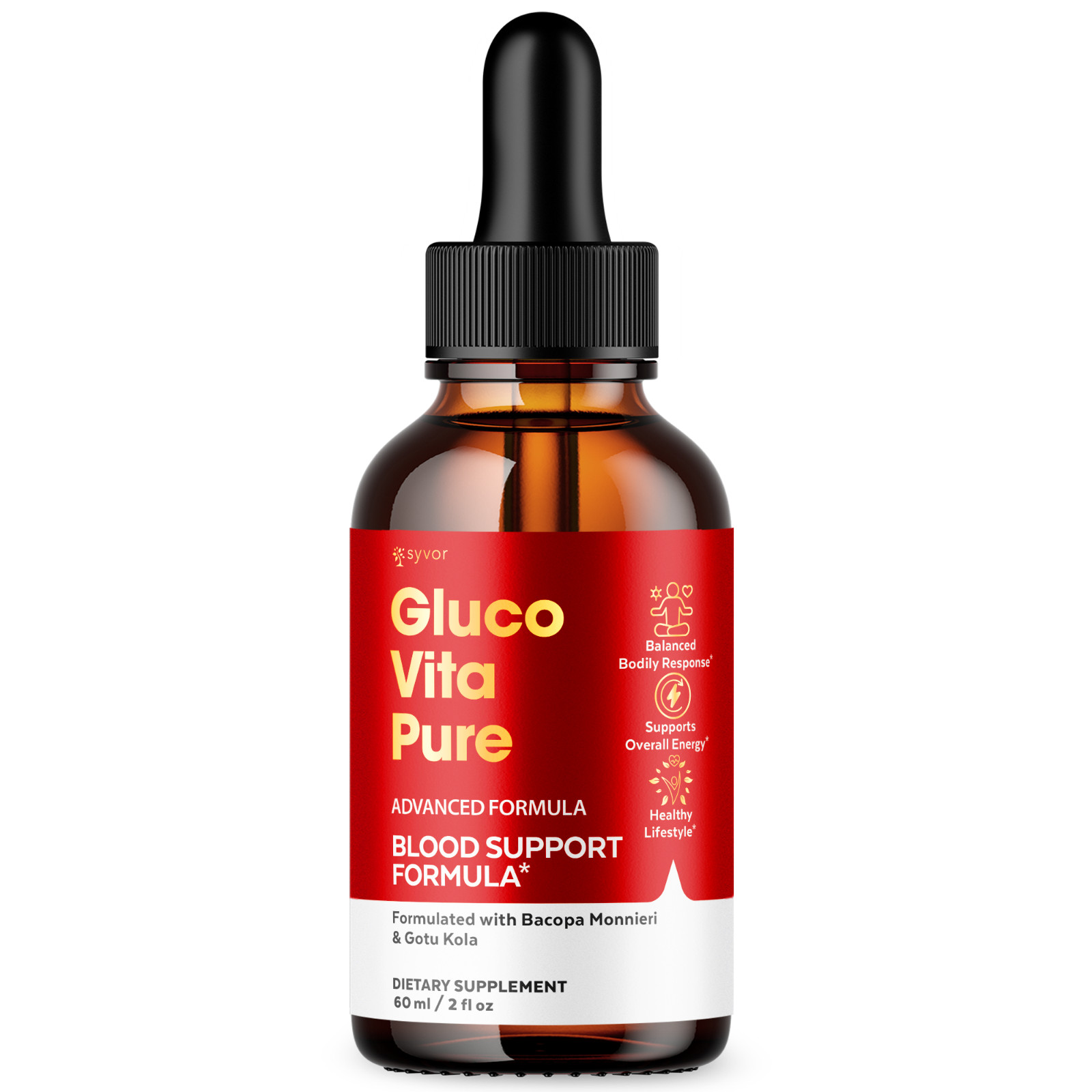(1 Pack) Gluco Vita Pure Blood Support Drops Advanced Vitamin Supplement 2ML