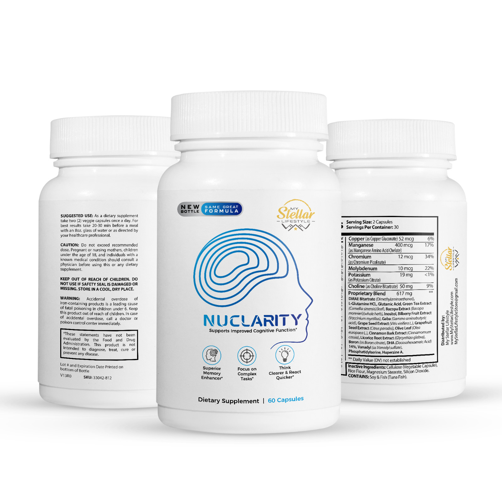 5 Pack NuClarity, supports improved cognitive function-60 Capsules x5