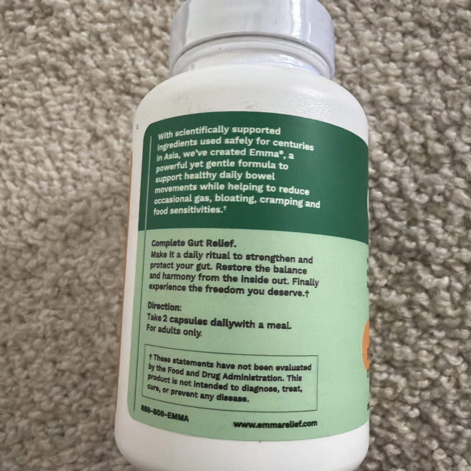 Emma Relief Dietary Supplement 60 Capsules Regularity Reduce Bloat