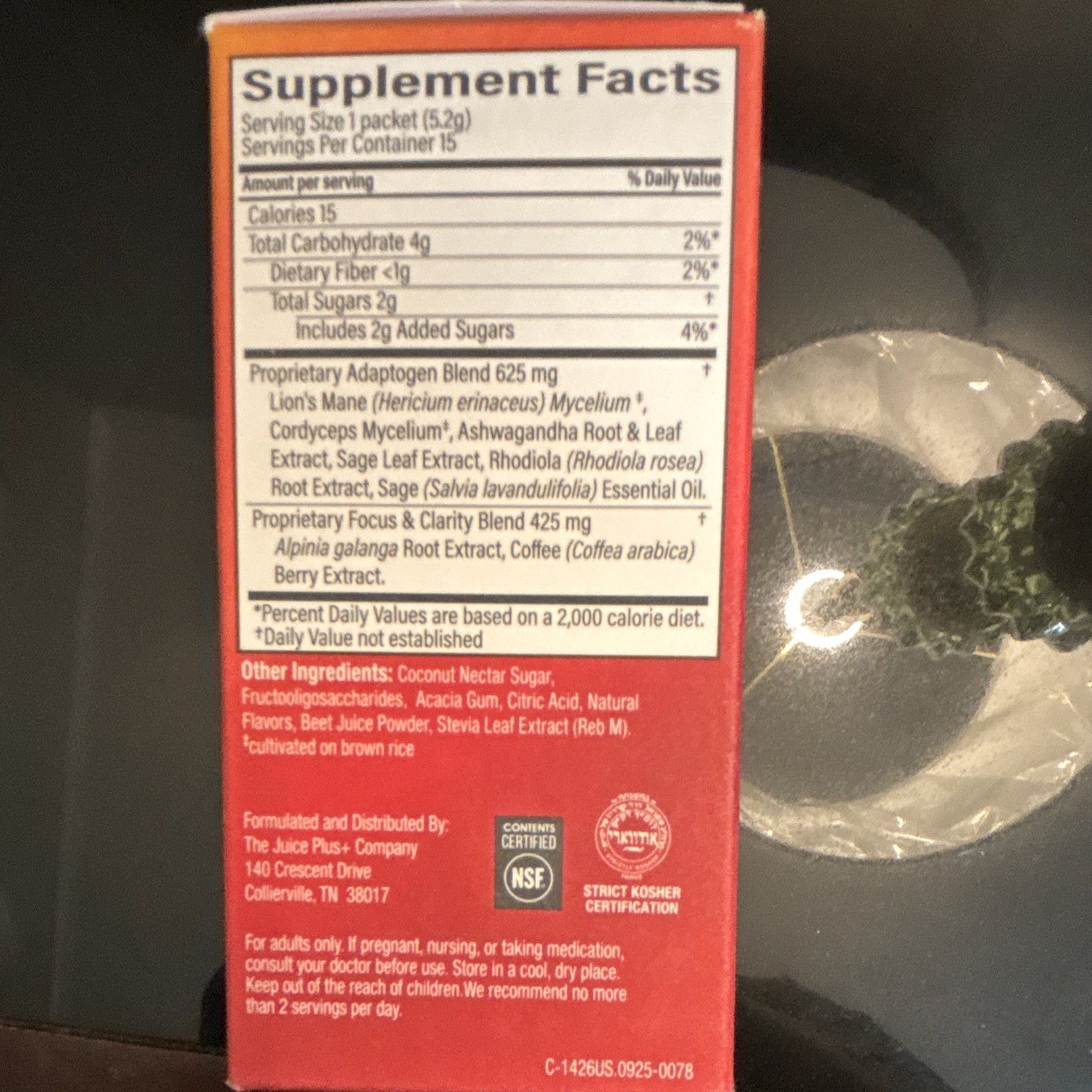 Juice Plus+ Luminate Mental Clarity Powder Berry + Mango 15 Packs 2.75 oz