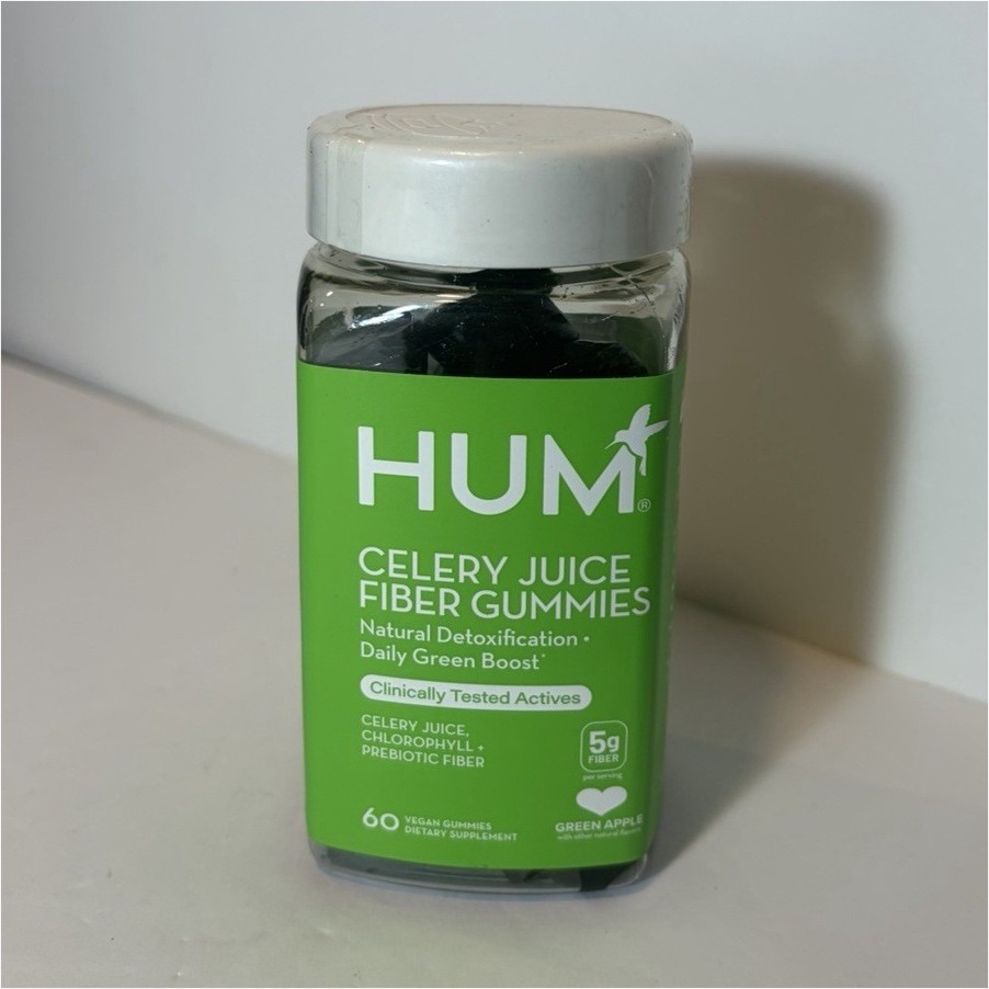 HUM Celery Juice Fiber Gummies Detox & Digestive Support Green Apple Vegan 60