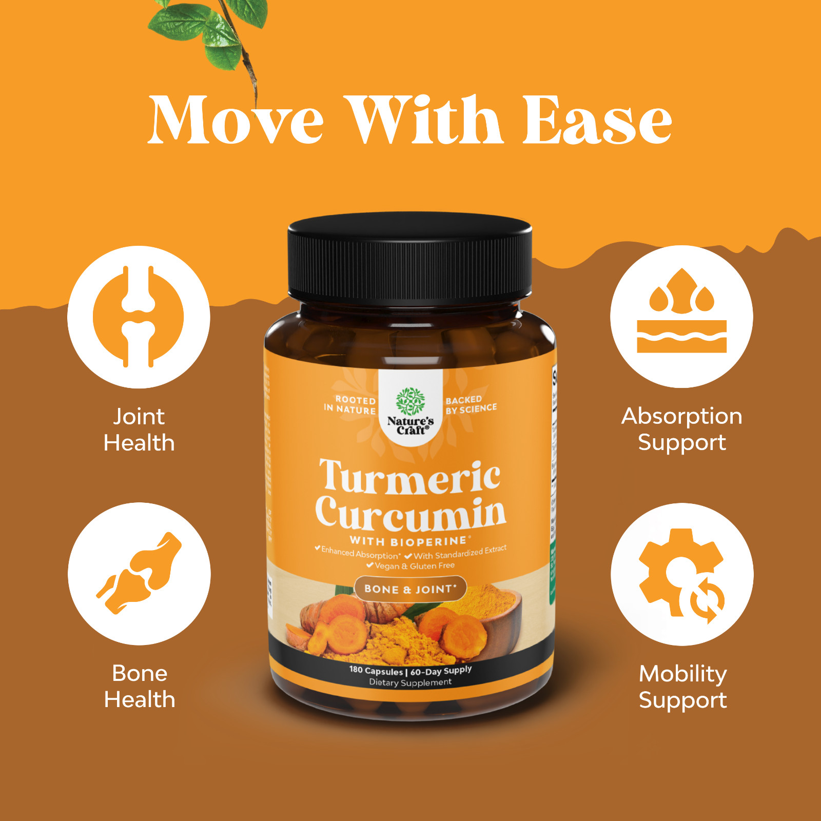 Turmeric Curcumin with Black Pepper Extract – Joint Health Supplement 180ct