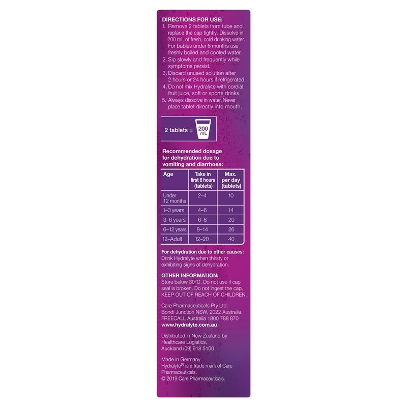 Hydralyte Effervescent Electrolyte Apple Blackcurrant Flavoured 20 Tablets